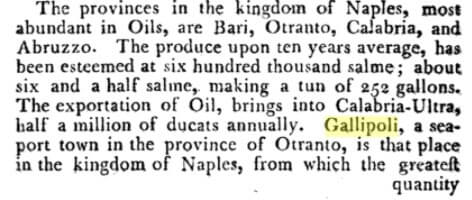 storia olivo the Dictionary of Merchandize gallipoli 1